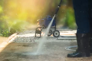 Pressure cleaning a driveway