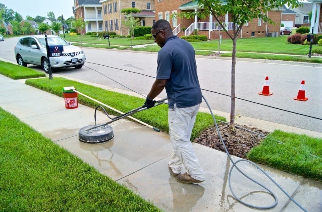 Pressure wash driveway sidewalk