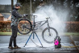 Pressure washer on bike