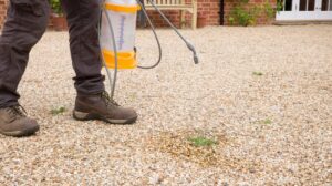 Pressure wash gravel driveway